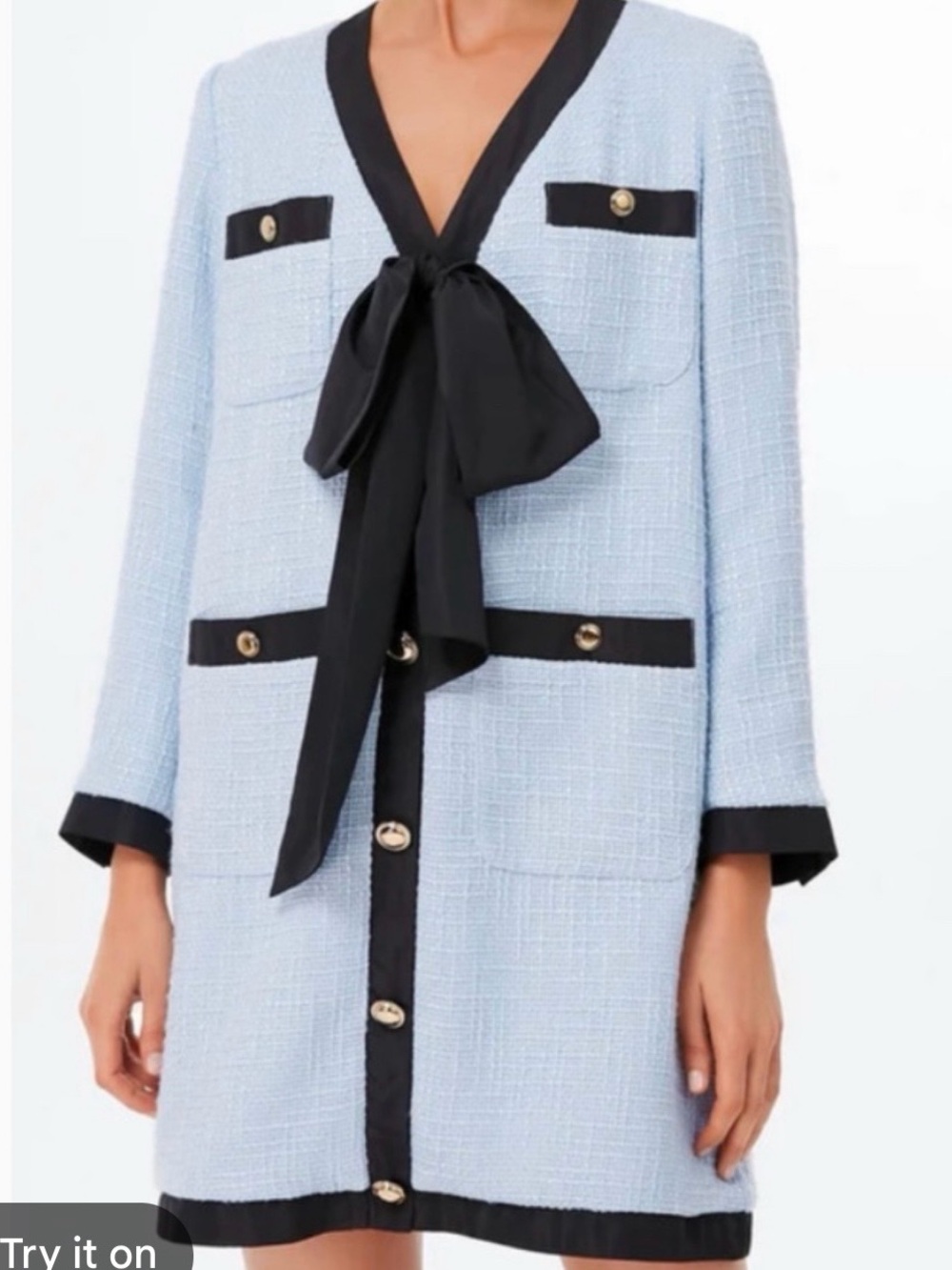 Tuckernuck Light Blue with Black Trim Dress with Bow